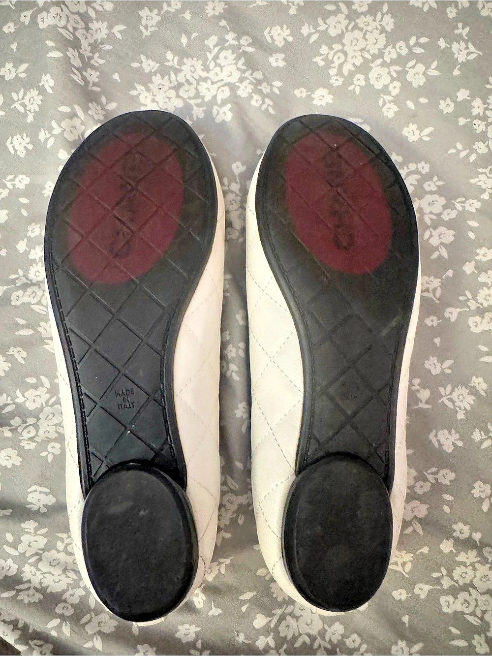 Quilted Cap Toe Ballerina Flats White & Black - Picture 4 of 7